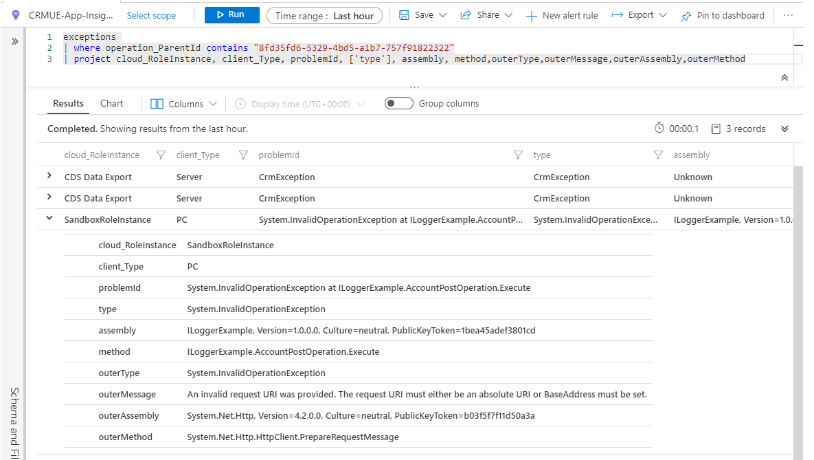 Switch your query to use exceptions rather than traces.