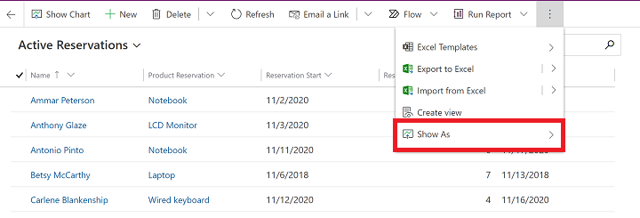 Vaihda kalenterinäkymään.