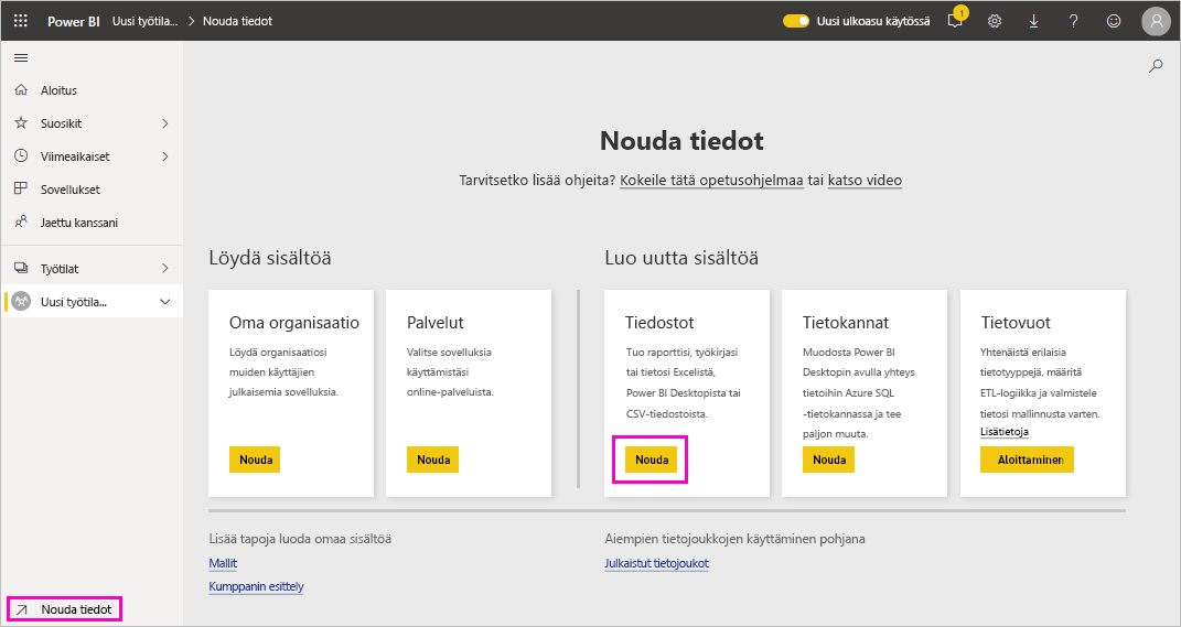 Screenshot of Data hub, get files.