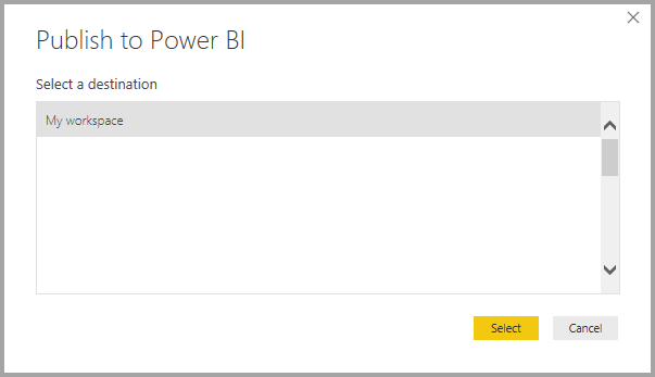 Näyttökuvassa näkyy Julkaise Power BI -palvelu.