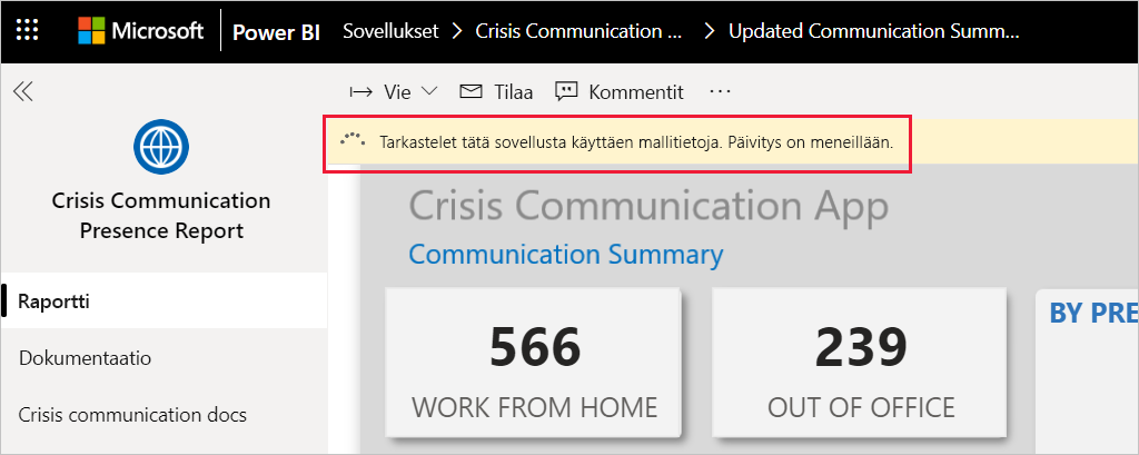 Crisis Communication Presence Report app refresh in progress