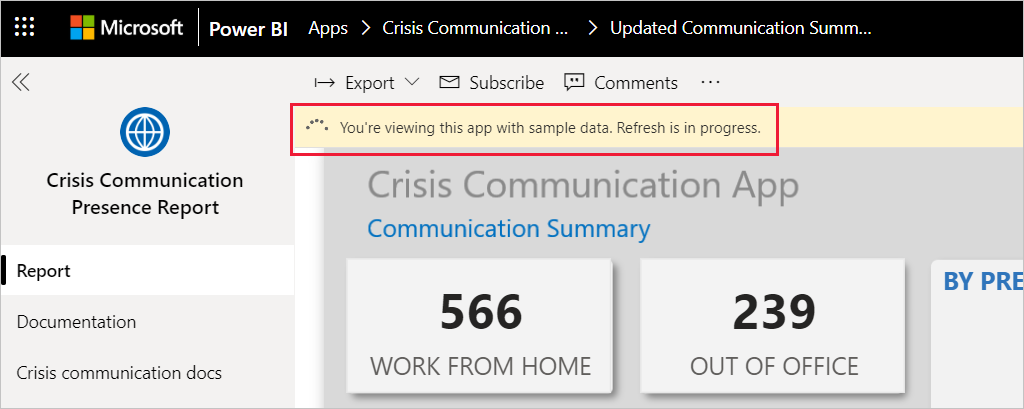 Crisis Communication Presence Report app refresh in progress