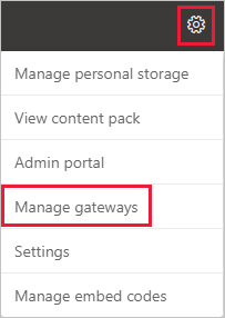 Screenshot that shows selecting Manage connections and gateways.