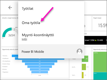 Screenshot shows the breadcrumb menu on an Android tablet with My Workspace called out.