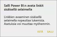 Screenshot of a dialog, showing to allow Power B I to open links with internal browser.