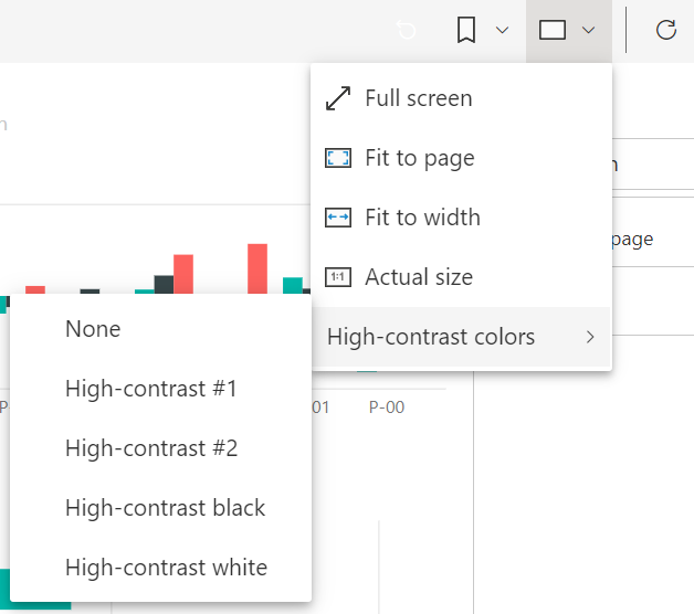 Screenshot showing the high contrast windows settings.