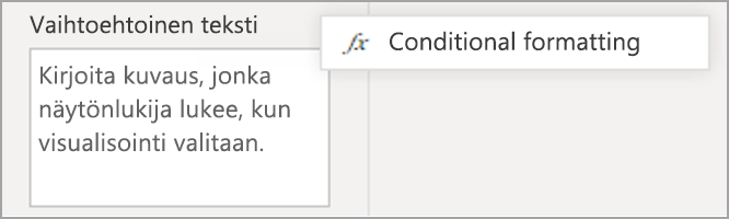 Screenshot of the Alt text pane, highlighting the conditional formatting icon.