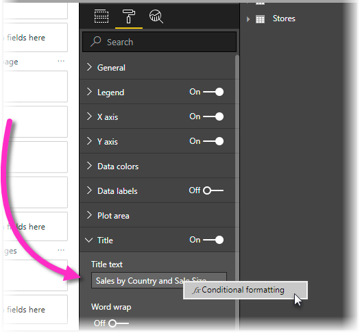 Screenshot showing the Power BI Desktop conditional formatting option.