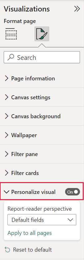 Kuvakaappaus Personize visuaalisesta osiosta Format-paneelissa.