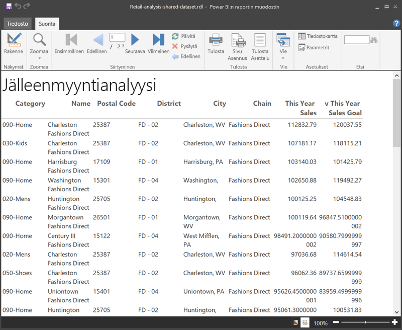 Screenshot of the Report Preview.