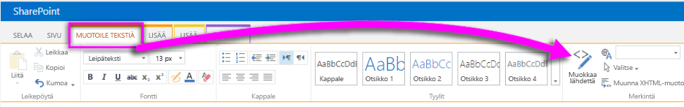 Kuvakaappaus muokkauslähteestä.