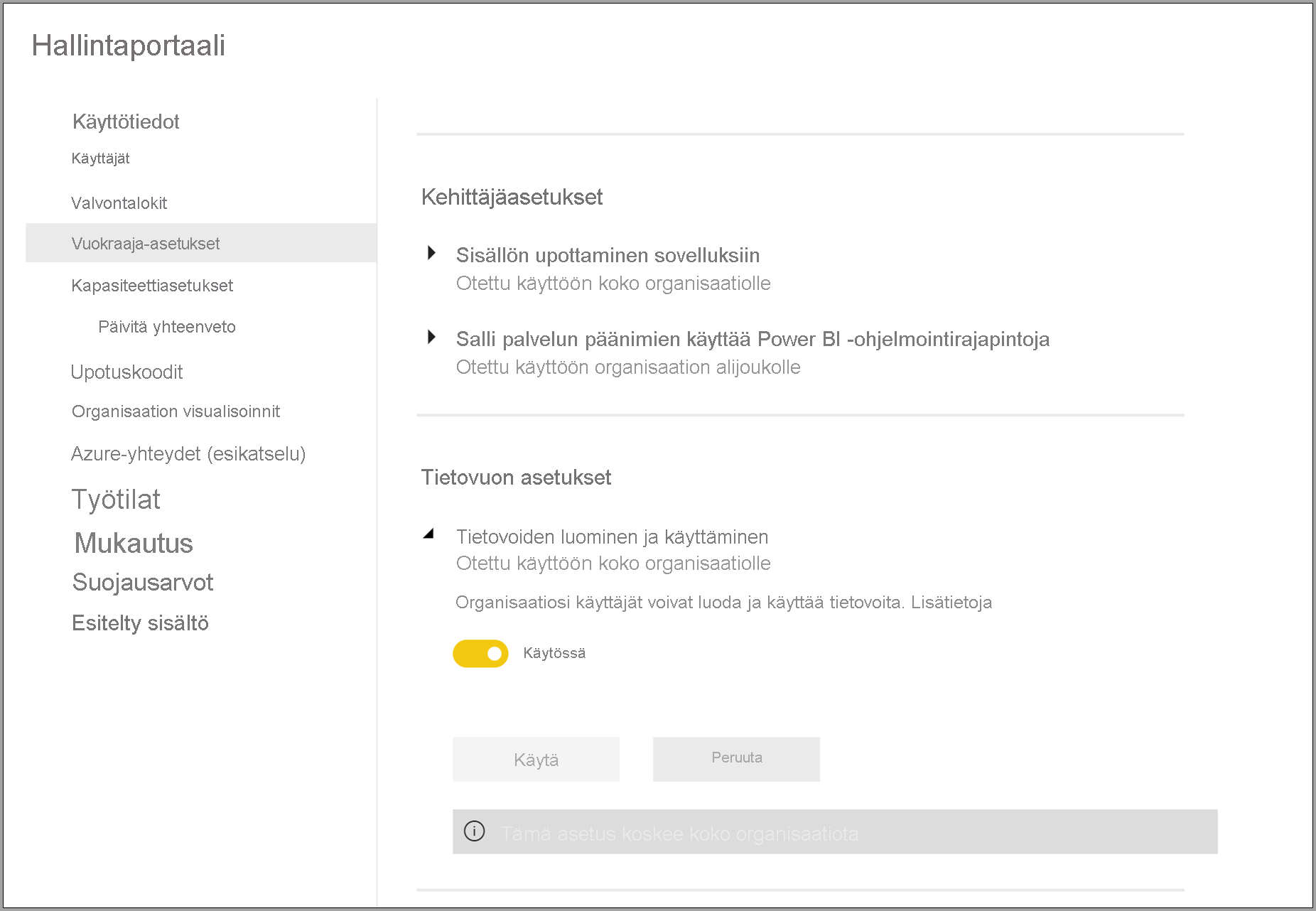 Admin portal for dataflows in Power BI premium