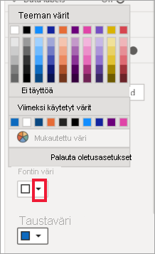 Screenshot of the Font color and Background color options.