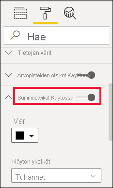 Screenshot showing Total label slider set to On.