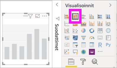 Screenshot of the Visualizations pane and an empty stacked column chart.