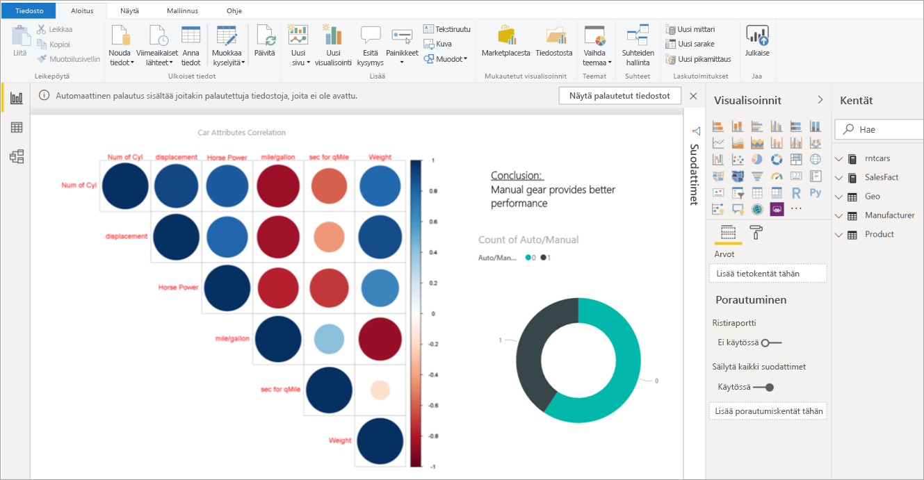 Kehittyneen analytiikan ja kehittyneiden visualisointien luominen  käyttämällä R-komentosarjoja - Power BI | Microsoft Learn