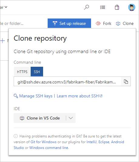 Azure Repos SSH Clone URL