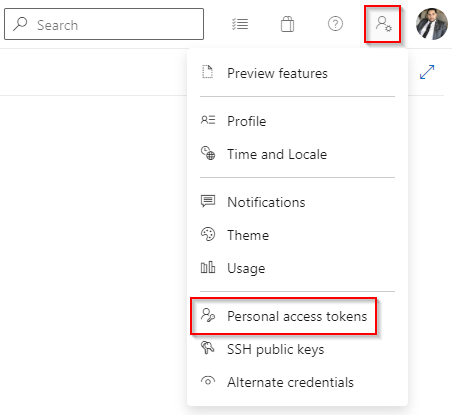 Screenshot showing how to create a personal access token
