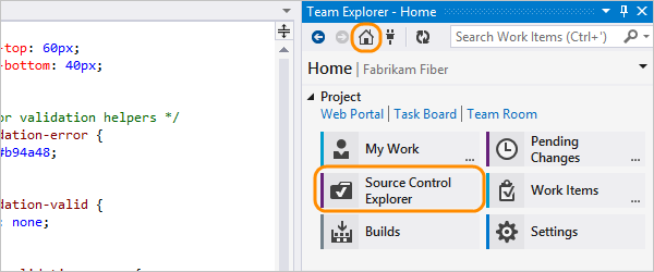 Open the source control explorer