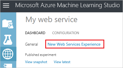 New Web Services Experience link