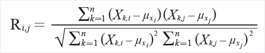AML_LinearCorrelation2 formula for linear correlation