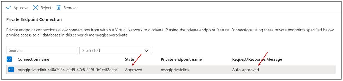 select the private endpoint final state