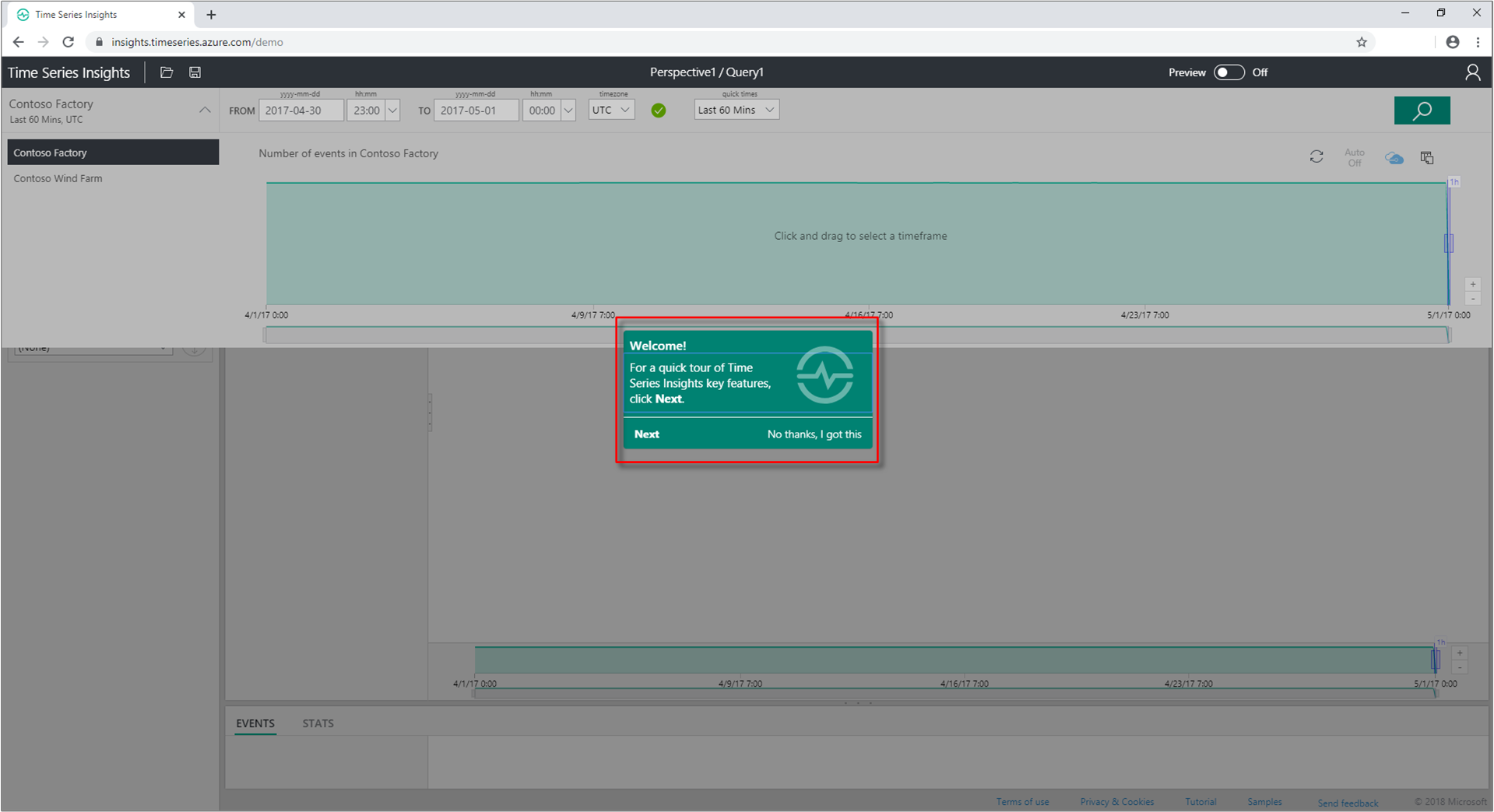 Quickstart welcome - select Next