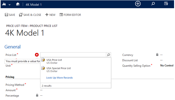 Avaa uusi hinnastonimike Dynamics CRM:ssä