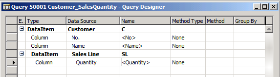 NAV_Query_Designer_CustomerSales_Clip Query Designer for Customer Sales query