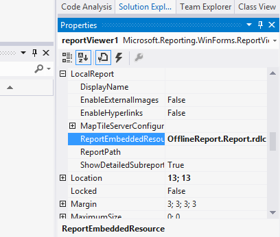 Plat_ExportReport_ReportEmbeddedResource Visual Studio, ReportEmbeddedResource property