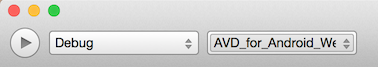 Choosing a Wear AVD in Visual Studio for Mac device menu