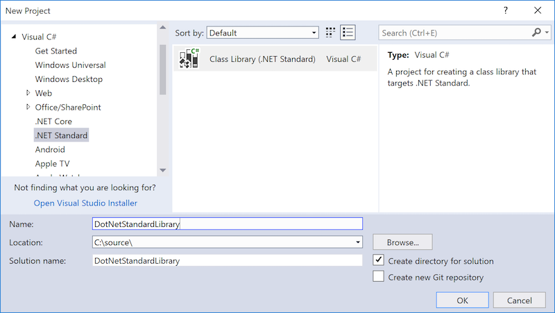 Creating a New .NET Standard Class Library