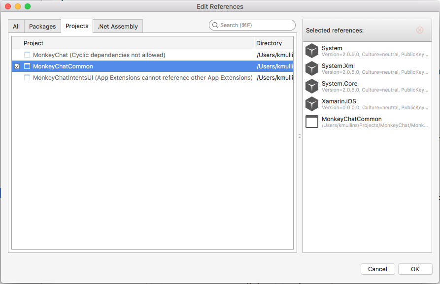 Select the name of the common shared code library project.