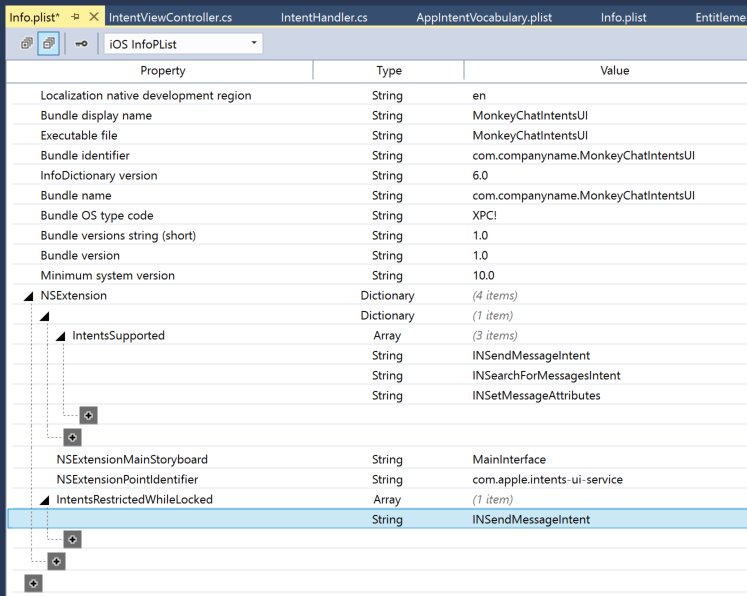 The added INSendMessageIntent key