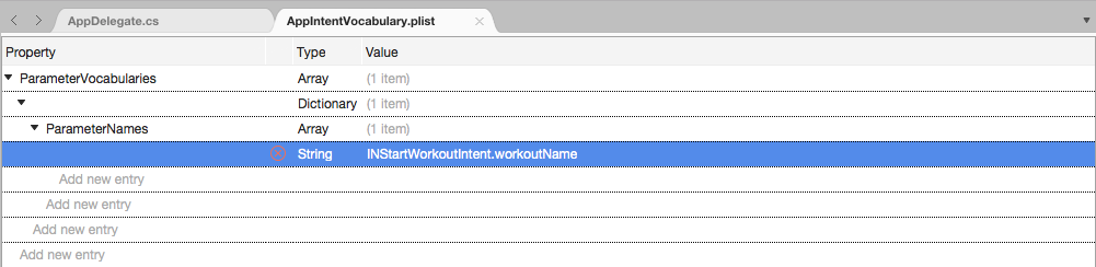 The INStartWorkoutIntent.workoutName key