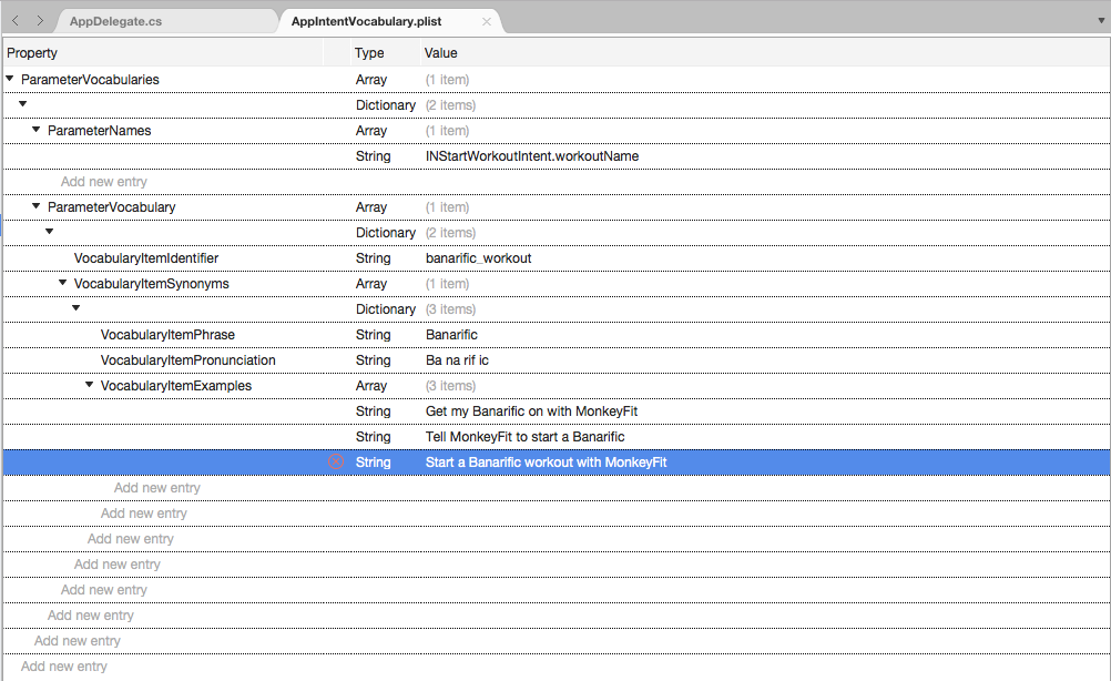 Add a few String keys with example uses of the term in Visual Studio for Mac.