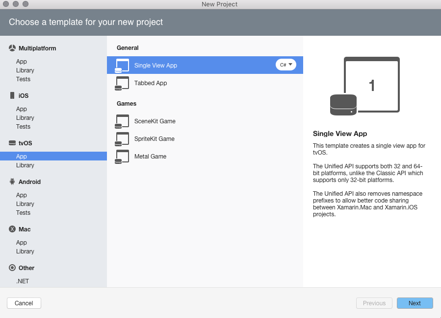 Select Single View App