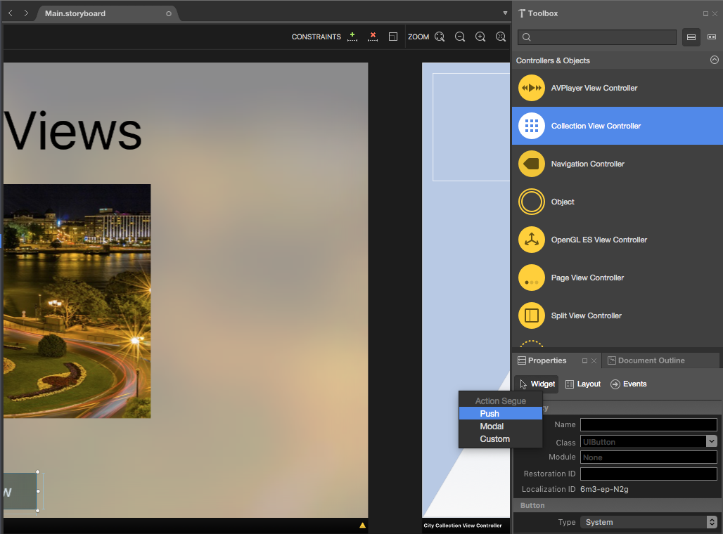 Select Push from the popup