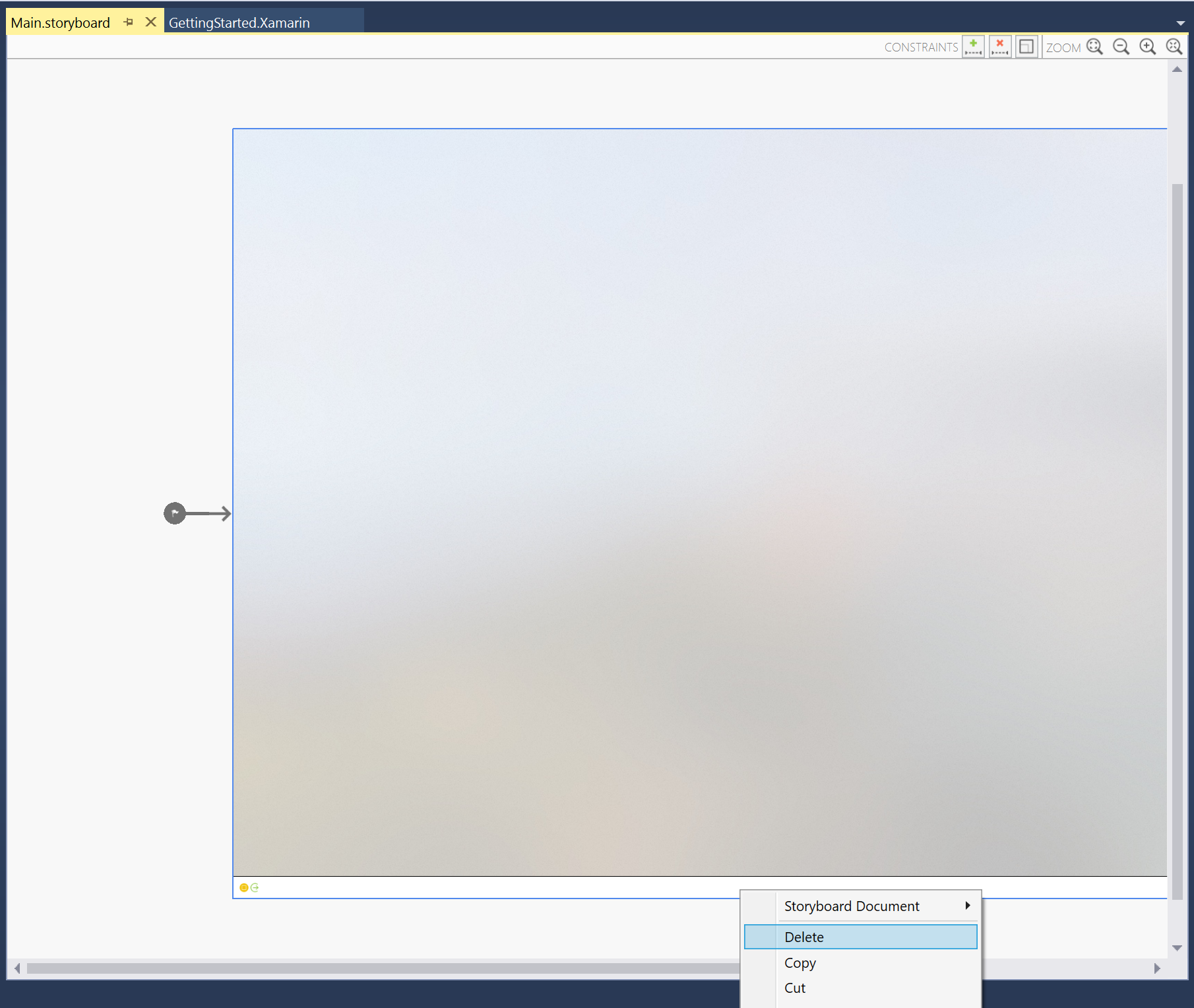 Select and delete the Default View Controller