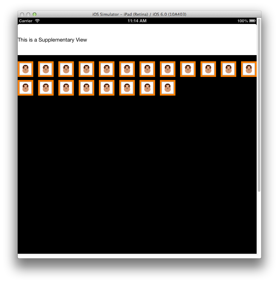 A Supplementary View used to present a header for a particular section, as shown here