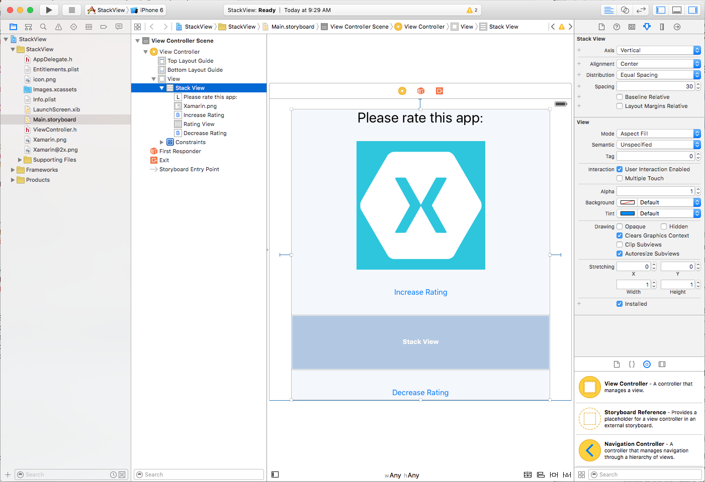 Laying out the Stack View UI