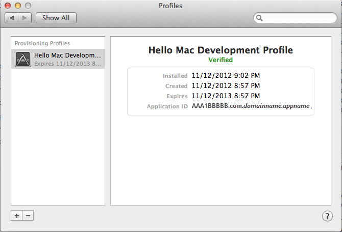 Showing all installed profiles