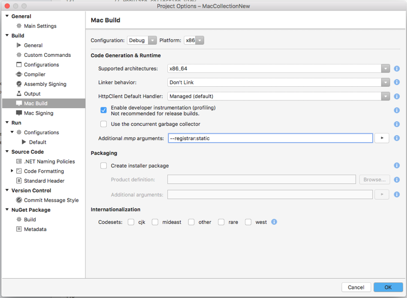 Adding the partial static registrar to additional mmp arguments Adding the partial static registrar to additional mmp arguments