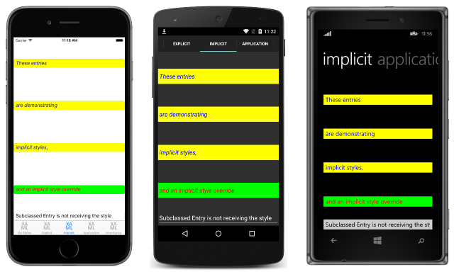 Implicit Styles Example
