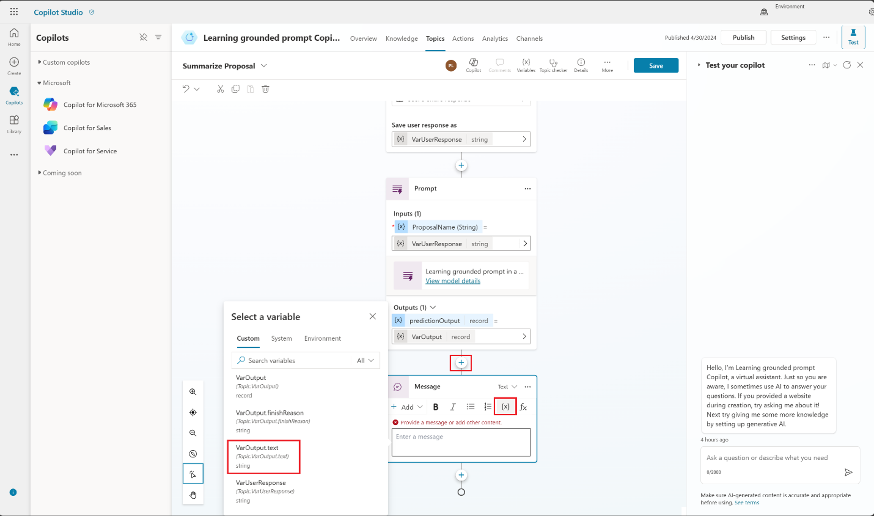 Screenshot of the variable highlighted.