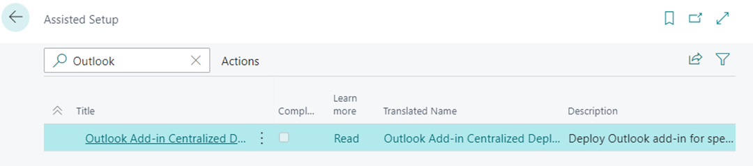 Screenshot of the Assisted Setup page in Business Central.