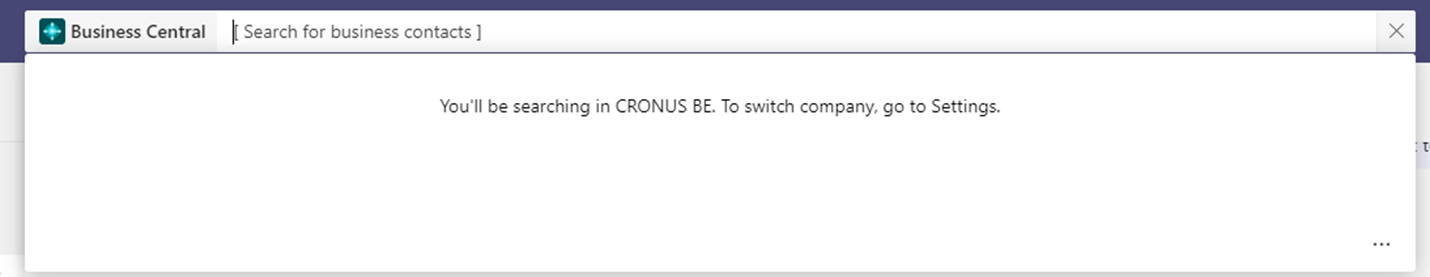 Screenshot of the Search page in Business Central.