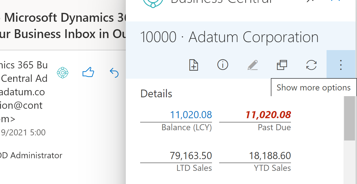 Screenshot showing the Show more options selection.