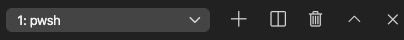 Näyttökuva Visual Studio Code -pääteikkunasta, jossa on valittuna pwsh-pääte.