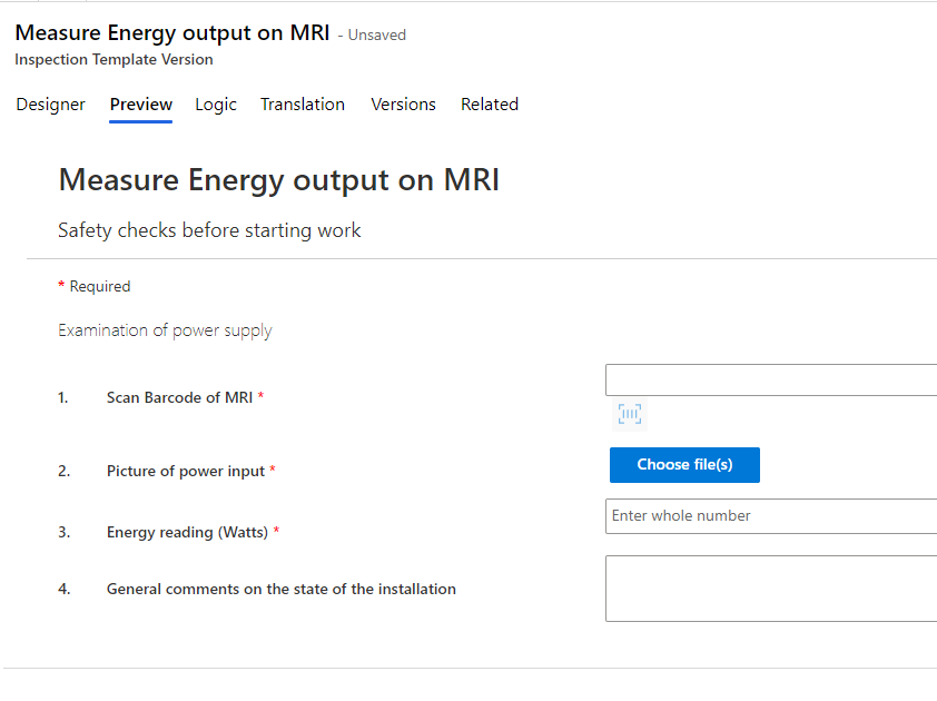Screenshot of an inspection preview with the compact layout.